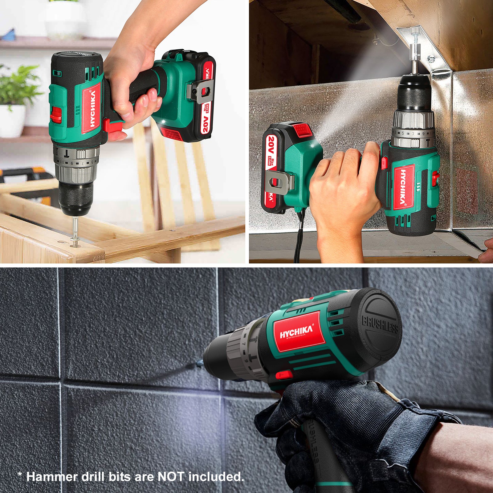Cordless Brushless Hammer Drill Sets 2.0 AH Battery 18V/20V (EU/US)