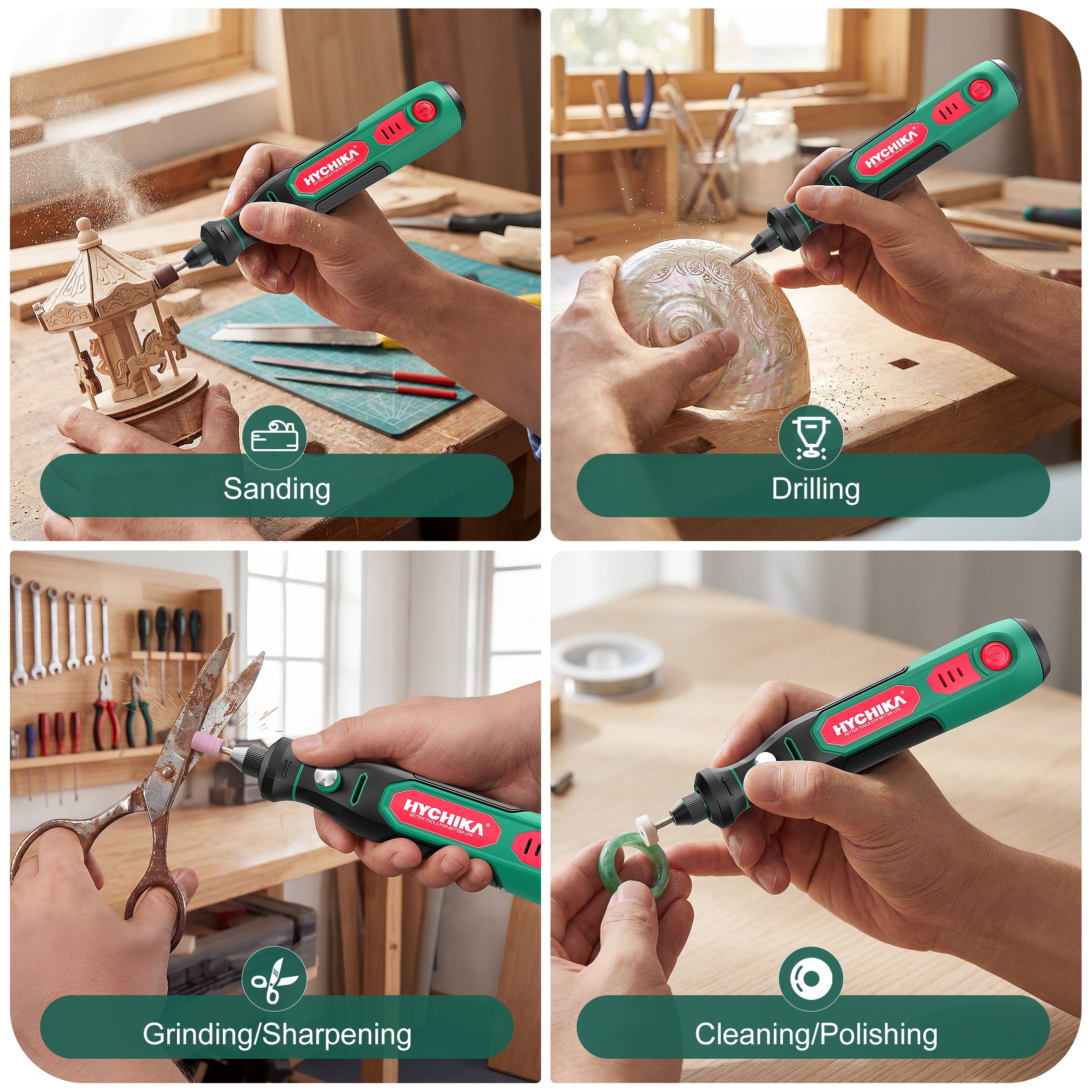 HYCHIKA 3.6V Mini Cordless Rotary Tool Kit,3-Speed with 89 Pcs & Usb-C Charging, for Diy Engraving, Polishing, Crafts and Models