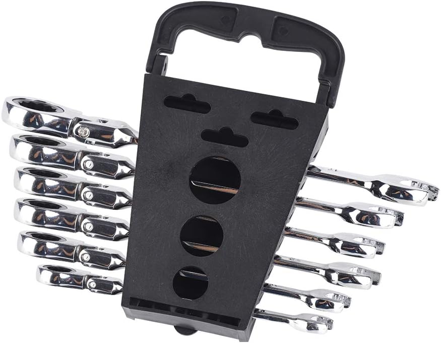 6 Pcs Flexible Ratchet Spanner Set, Flexible Head Multi-Functional Ratchet Conination Spanner Wrench 8-17mm Repair Tools Set