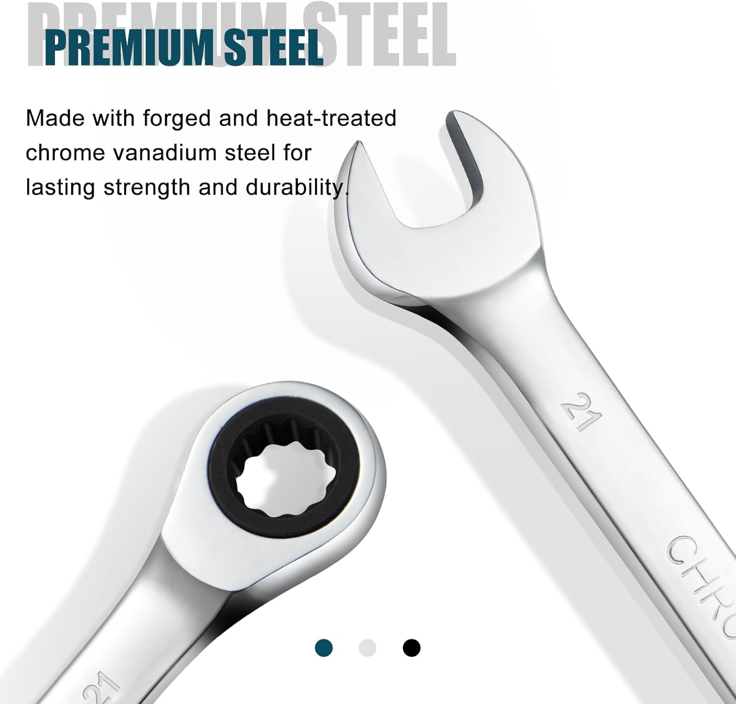 SORAKO 21mm Ratcheting Combination Wrench, Chrome Vanadium Steel Gear Wrench