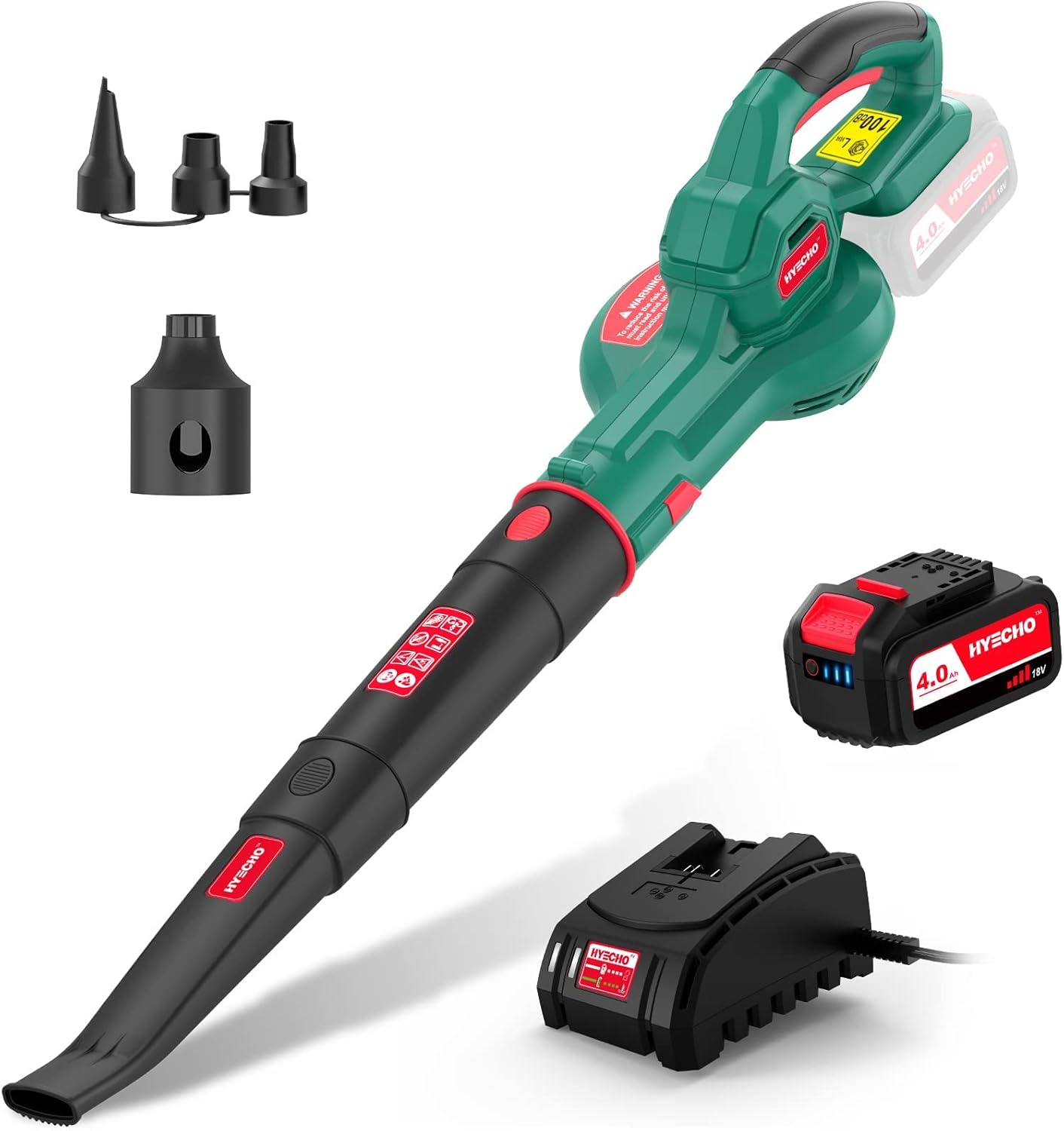Leaf Blower, 223 km/h Leaf Blower Battery 18 V 4.0 Ah, with 3 Inflation Nozzles, Ergonomic, Operating Weight 1.93 kg for Cleaning Leaves, for Removing Dust