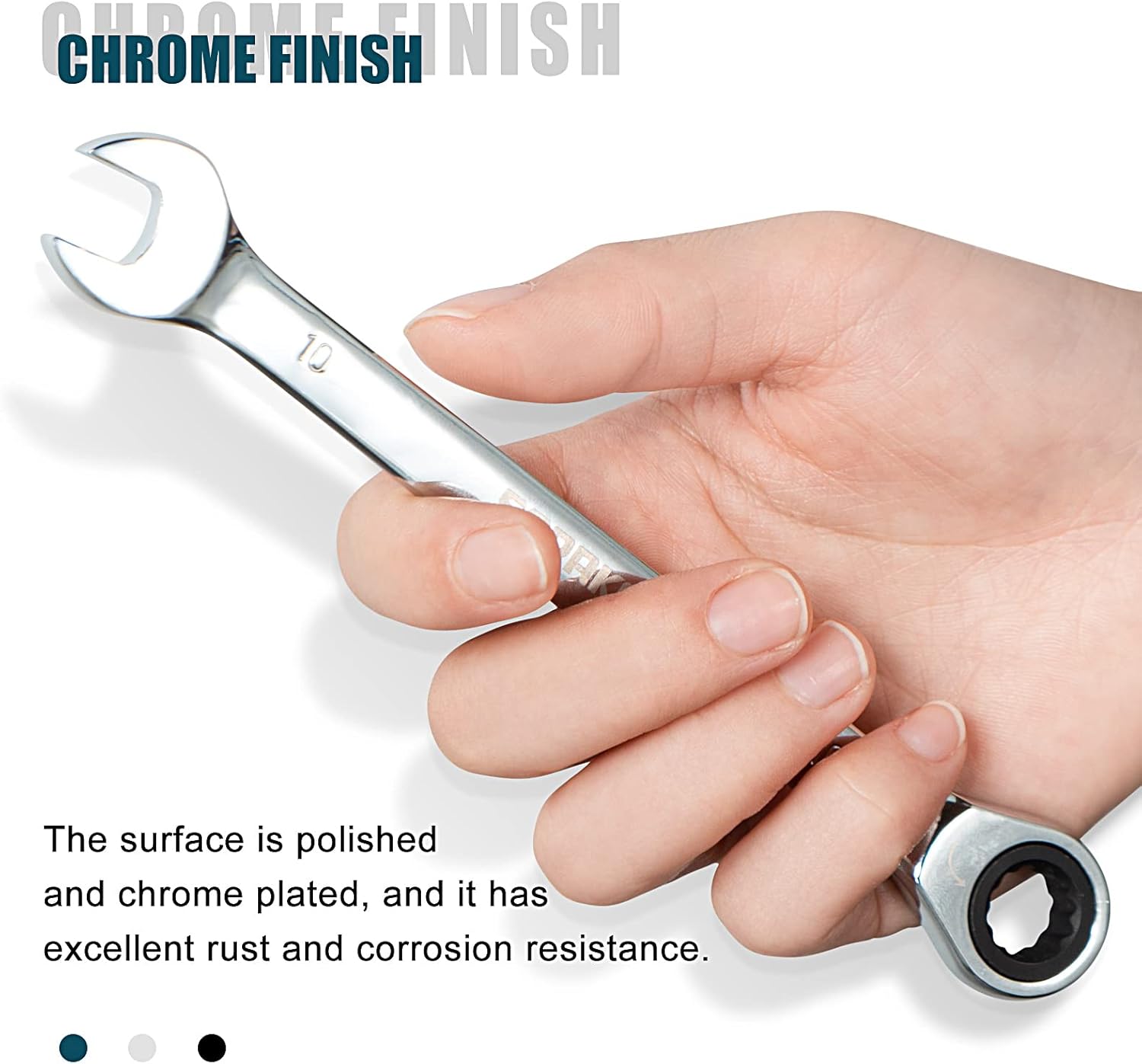 SORAKO 10mm Ratcheting Combination Wrench, Chrome Vanadium Steel Gear Wrench, Industrial Grade Cr-V Steel Gear Spanner, Household Garage Tools(10mm/Metric)