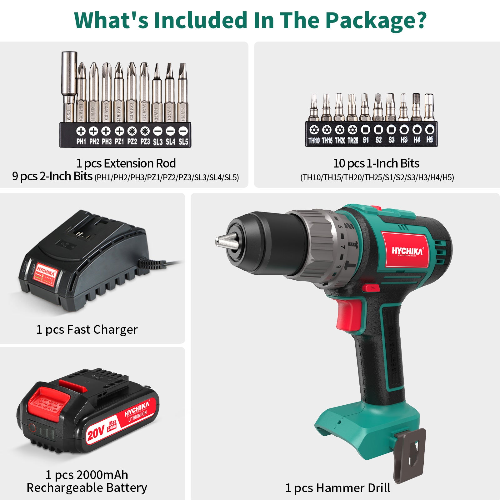 Cordless Brushless Hammer Drill Sets 2.0 AH Battery 18V/20V (EU/US)