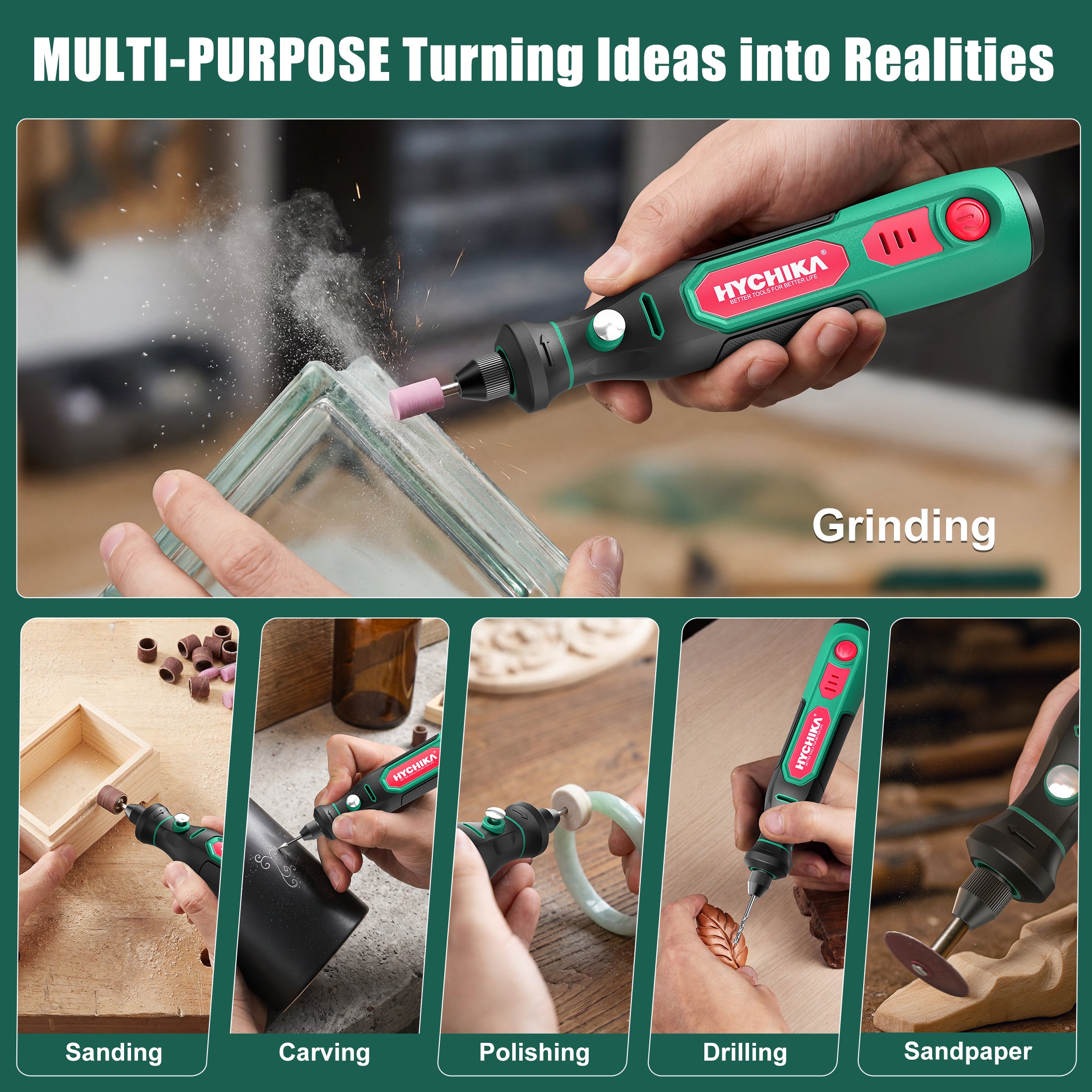 HYCHIKA 3.6V Mini Cordless Rotary Tool Kit,3-Speed with 89 Pcs & Usb-C Charging, for Diy Engraving, Polishing, Crafts and Models