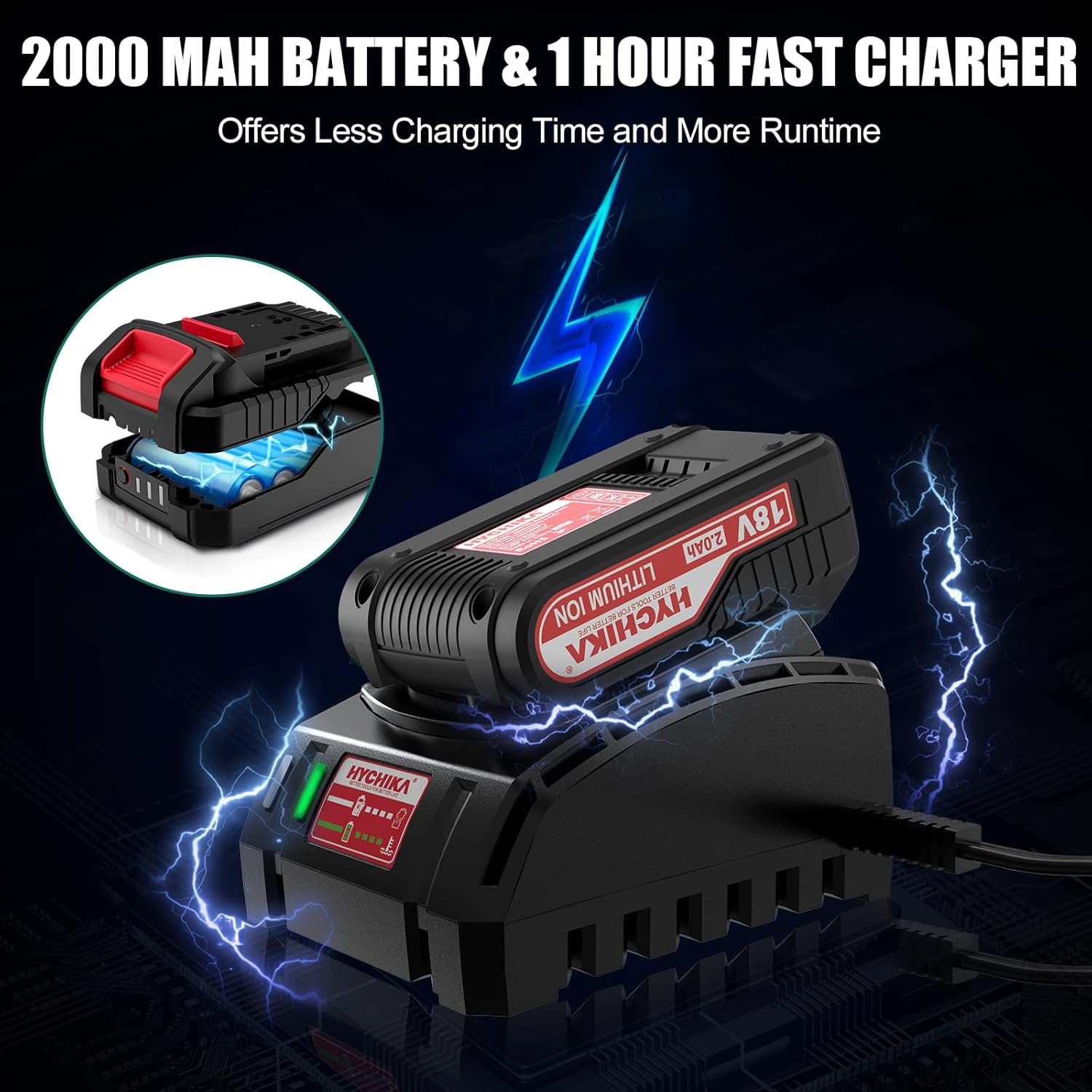 Cordless Brushless Hammer Drill Sets 18V, 60N·m Max, 2.0A Battery with 53Pcs Combi Accessories