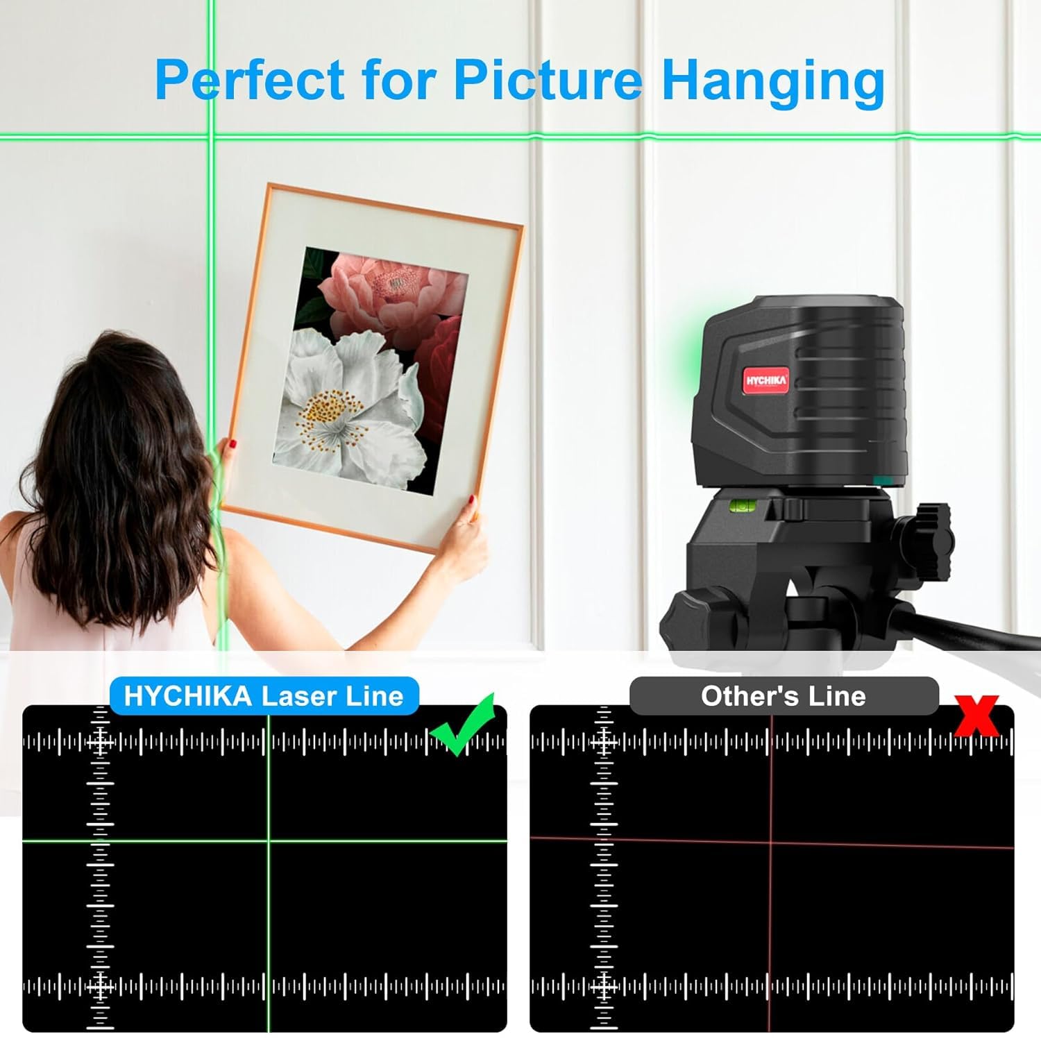 HYCHIKA Laser Level 360° Self Leveling, Laser Tool with Tripod (29-1/2 Inch)