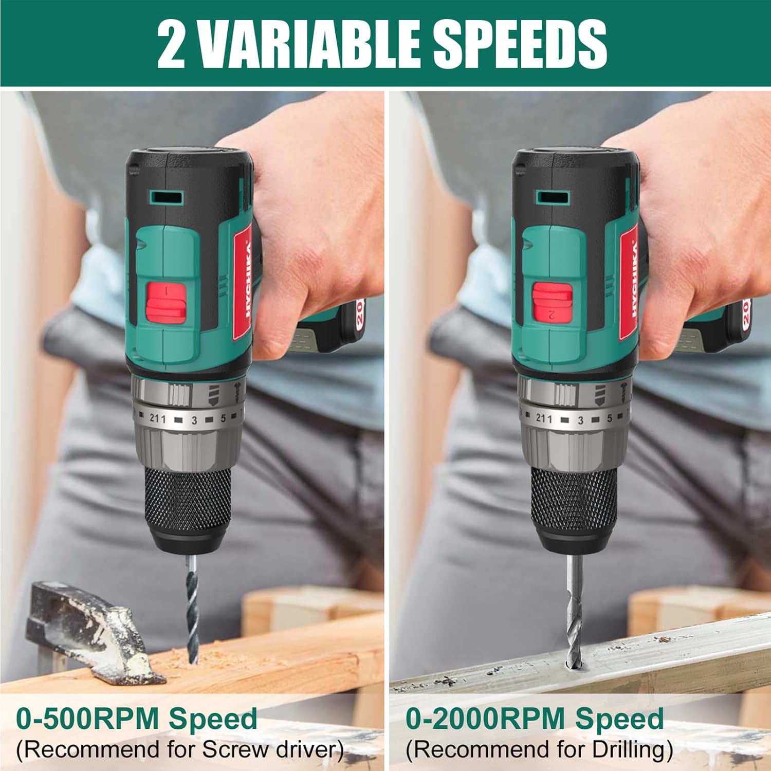 Cordless Brushless Hammer Drill Sets 18V, 60N·m Max, 2.0A Battery with 53Pcs Combi Accessories