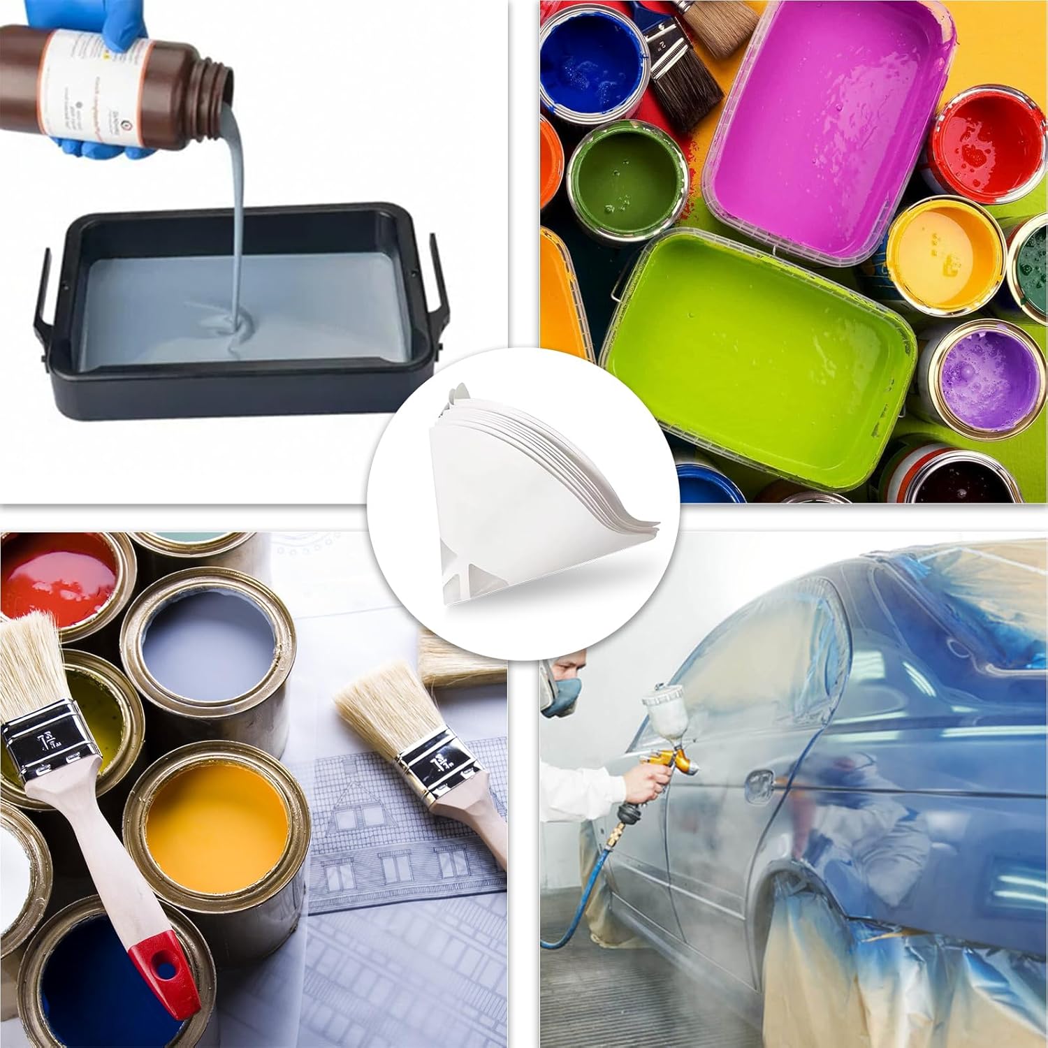 50 Pack of Paint Strainers with Fine 190 Micron Filter Tips — Cone Paint Filter Screen
