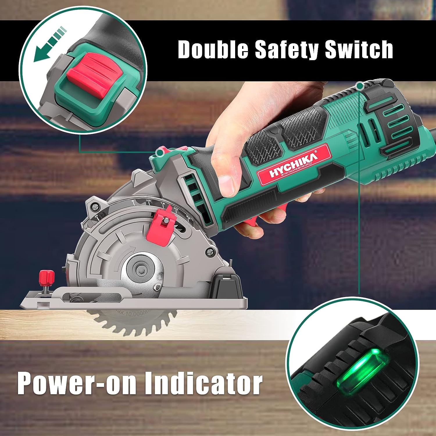 HYCHIKA Electric Mini Circular Saw 4500RPM, 500W 4.0A Pure Copper Motor