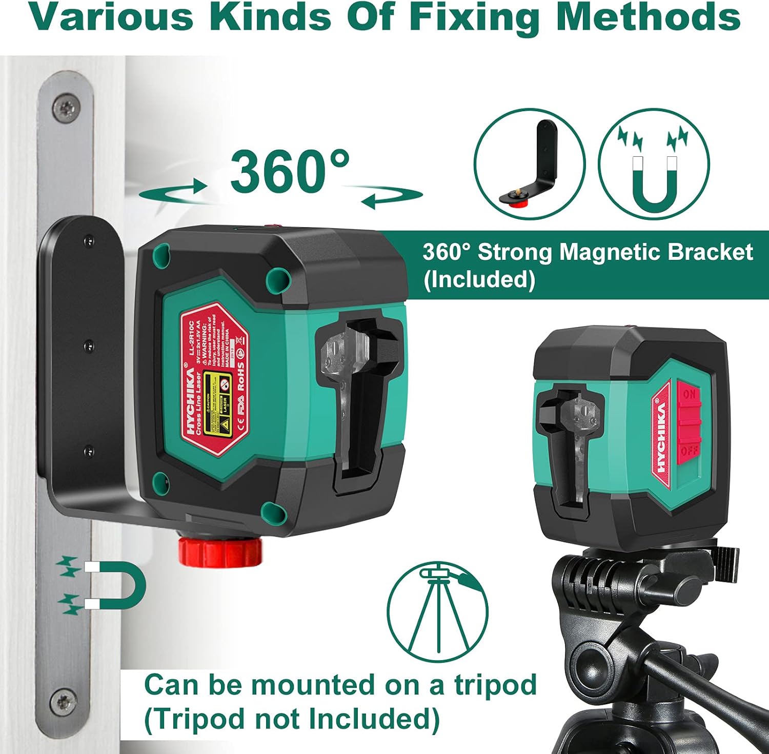 Laser Level, HYCHIKA 50 Feet Cross Line Laser, Self-Leveling with Dual Modules