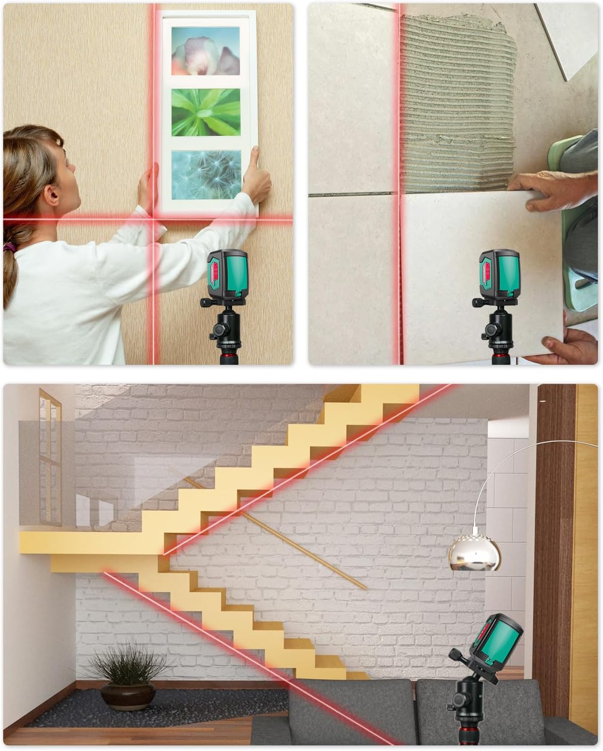 Laser Level, HYCHIKA 50 Feet Cross Line Laser, Self-Leveling with Dual Modules