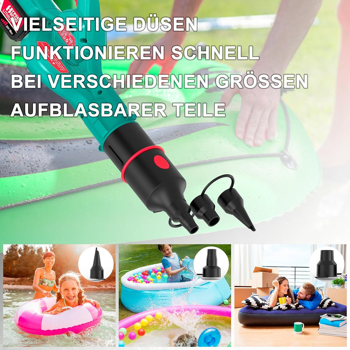 18V Cordless Leaf Blower, 223 km/h Air Speed, 4.0Ah Battery, 3 Inflation Nozzles, Ergonomic & Lightweight (1.93 kg), for Clearing Leaves & Dust in the Garden and Yard