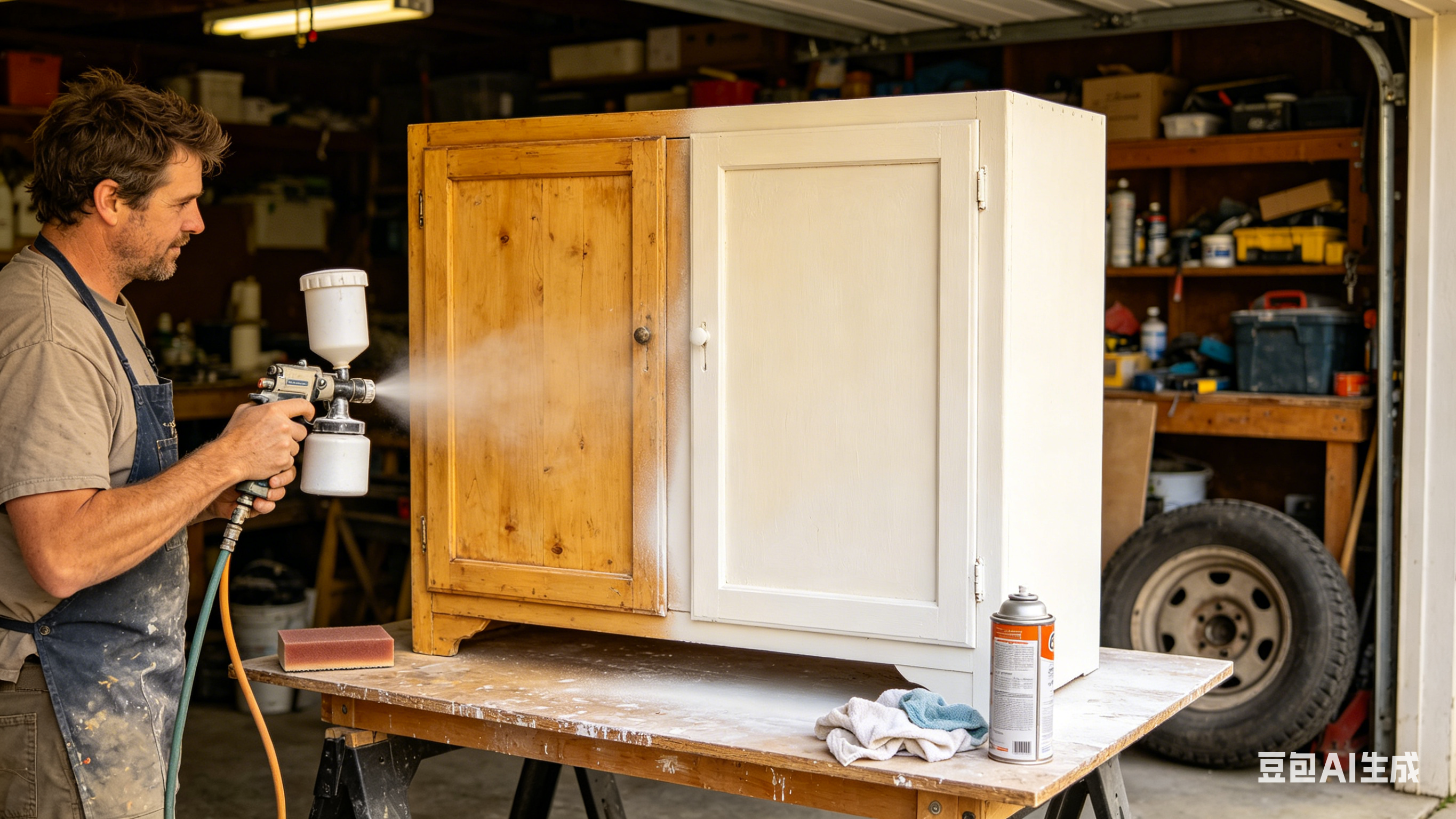 Old Furniture Makeover: Using a Paint Sprayer to Give a 10-Year-Old Cabinet a Fresh New Look