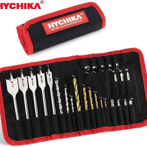 HYCHIKA 26PCS Electric Screwdriver Drill Bits Kits Drilling Wood Plastic Metal - HYCHIKA