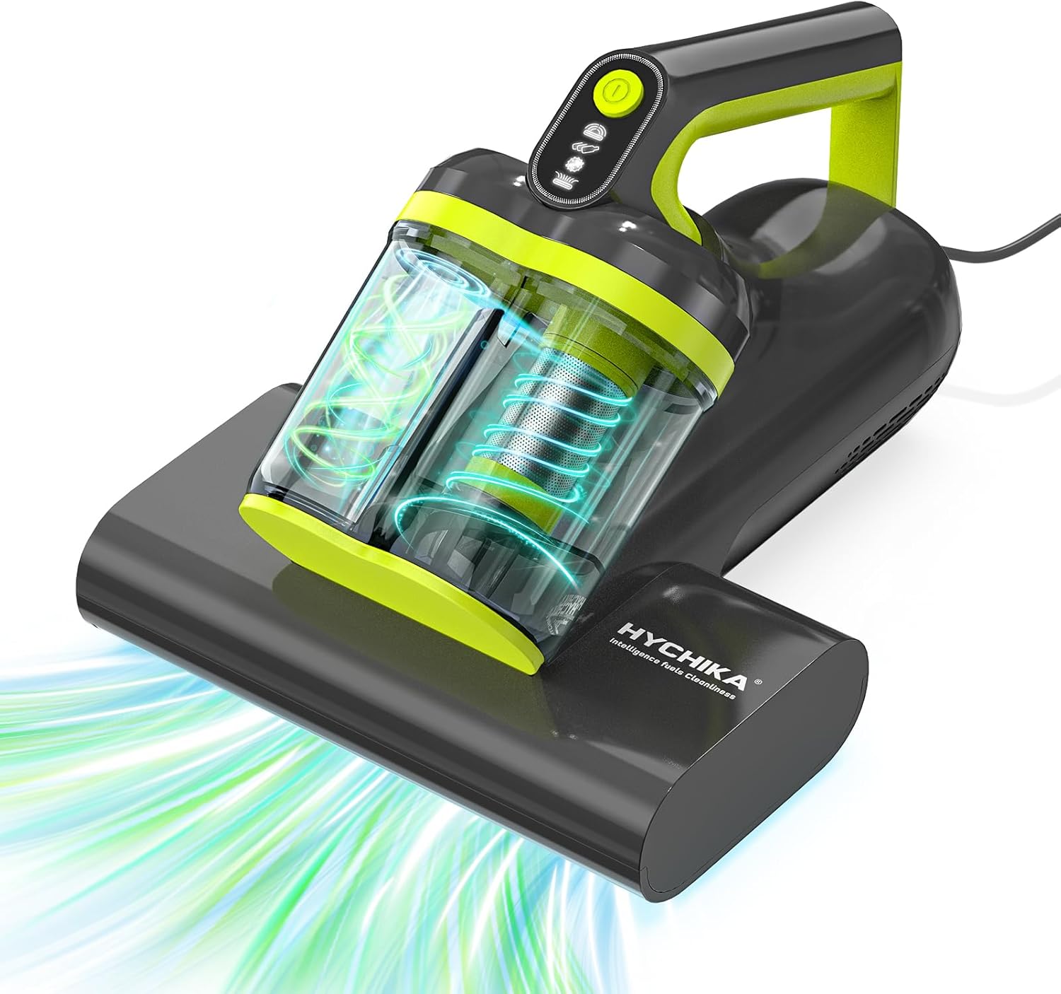 HYCHIKA 5-in-1 Mattress Vacuum Cleaner，16kPa & 36000 CPM with UV-C, Heat, Ultrasonic for Pet Hair and Debris on Bed, Sofa, Carpet