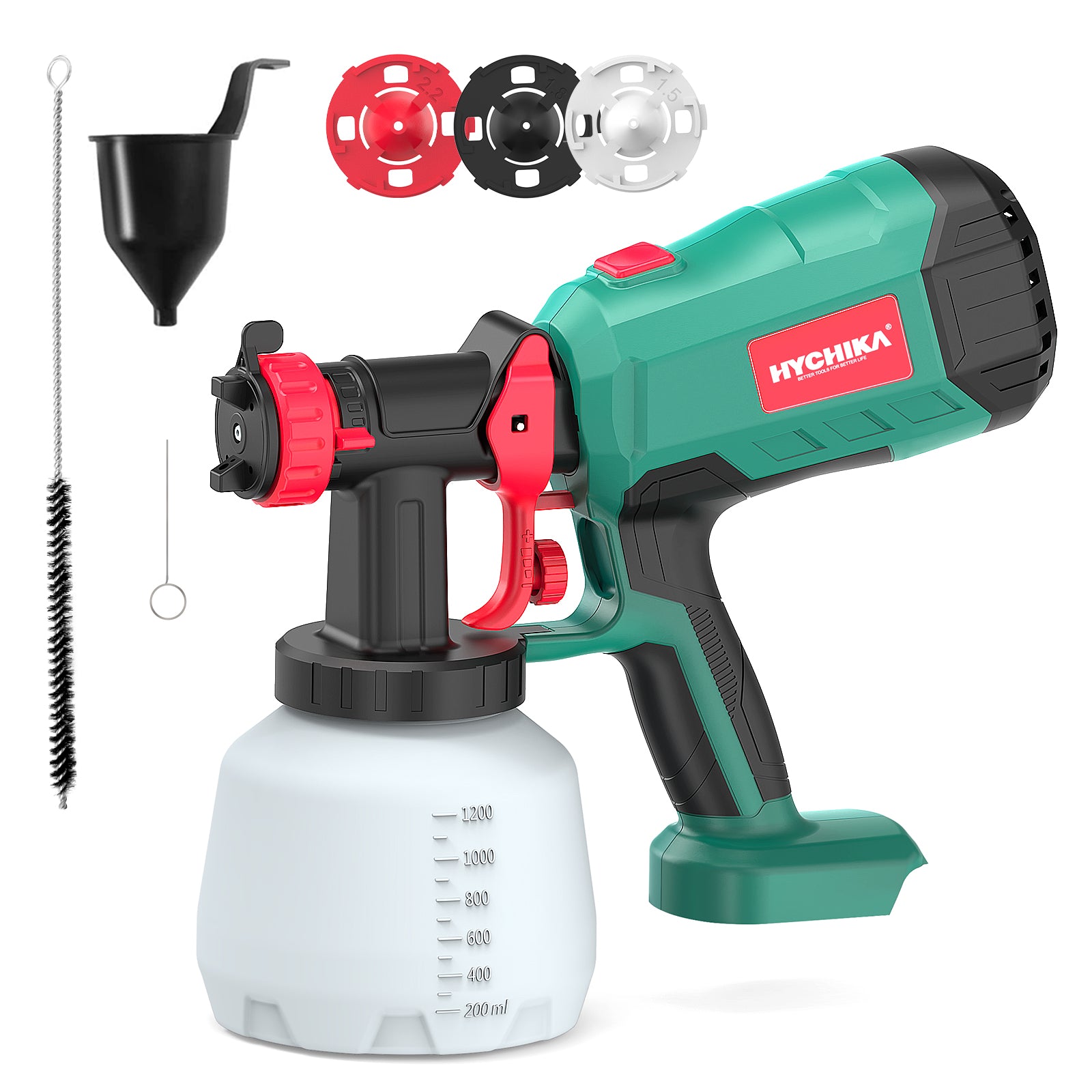 HYCHIKA Cordless Electric HVLP Auto Paint Sprayer, 600W, 1200ML (battery not included.)