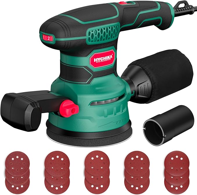 HYCHIKA 450W 5-Inch Random Orbital Sander with 20 Sandpapers