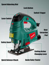 HYCHIKA Corded Electric Jigsaw 750W with Laser and 6 Blades, 800-3000SPM(UK/EU)