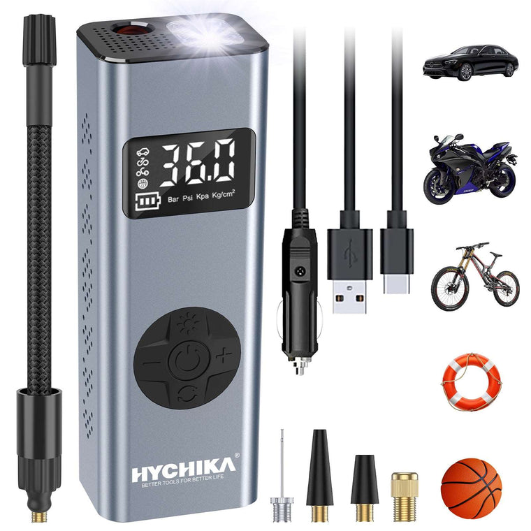 HYCHIKA 150PSI cordless tyre inflator portable air compressor with accessories