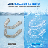HYCHIKA Ultrasonic Retainer Cleaner Machine with UV, 4 Modes, 45kHz, for Retainers, Night Guards, Dentures, 200 mL, 1-Count