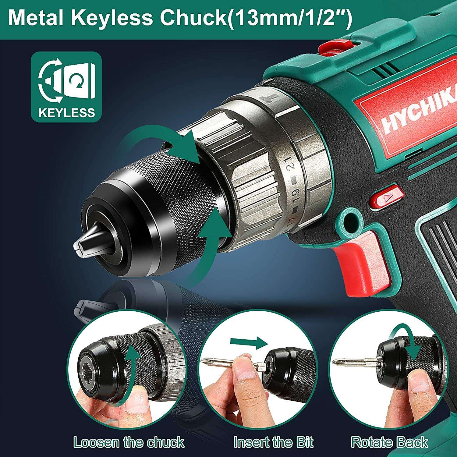 HYCHIKA 12V Double-Battery Cordless Electric Drill Electric Screwdriver  Wireless Power Driver DC Lithium-Ion Battery Drill 201225