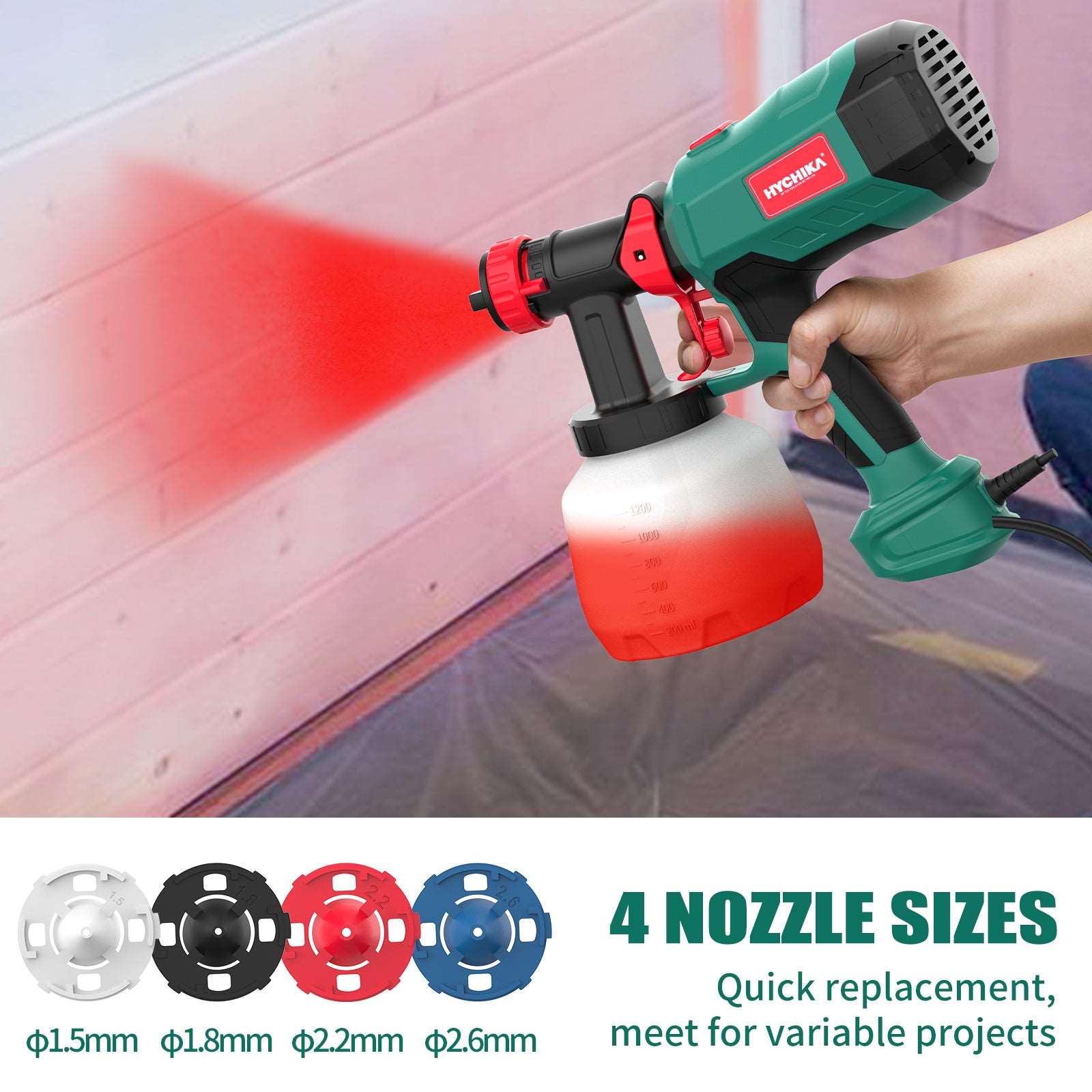 Paint Sprayer, HYCHIKA 600W HVLP Fence Paint Sprayer