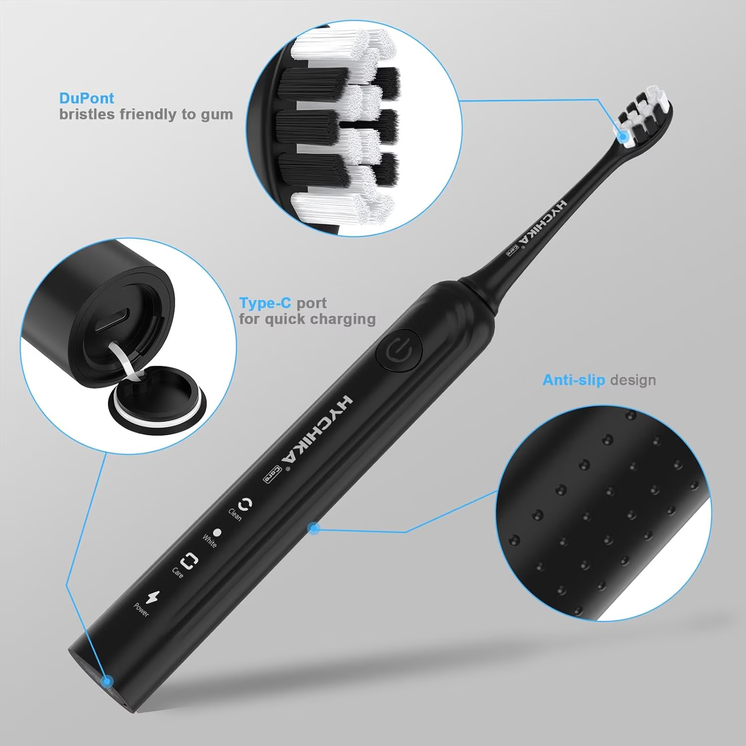 240 Days Battery Life Rechargeable Electric Toothbrush for Adults,with 2500mAH Large Capacity, 8 Pack Replacement Brushheads,3 Classic Modes,2 Min Smart Timer Battery Toothbrush,Black