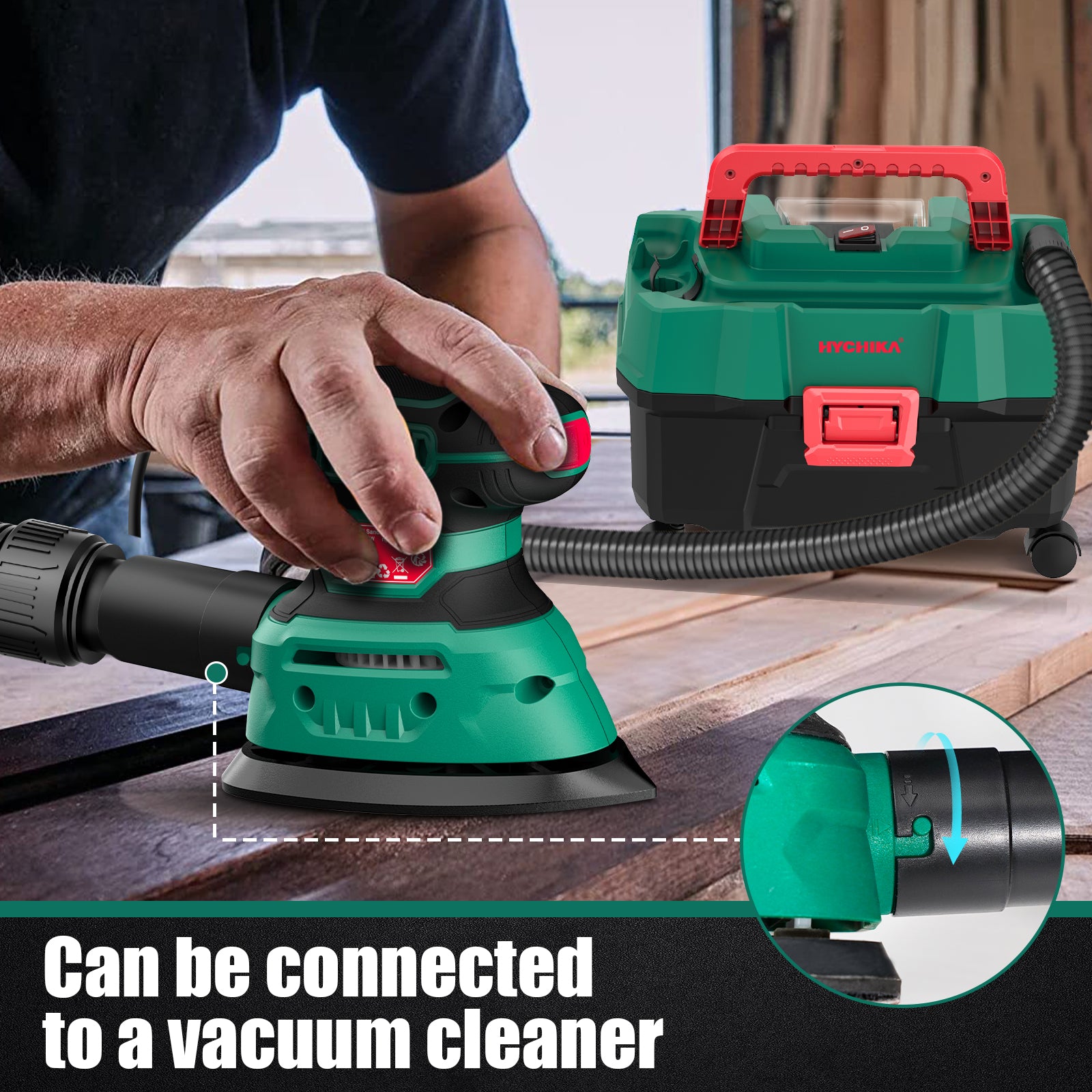 HYCHIKA 140W Detail Sander, 1.2A Palm Sander Tool with 12pcs Sandpapers (EU/UK)