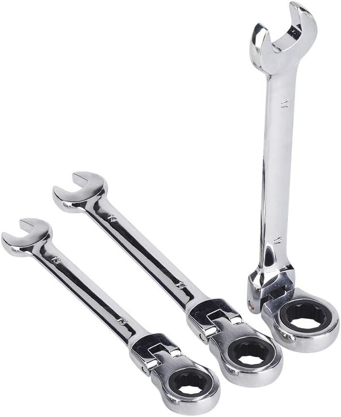 6 Pcs Flexible Ratchet Spanner Set, Flexible Head Multi-Functional Ratchet Conination Spanner Wrench 8-17mm Repair Tools Set