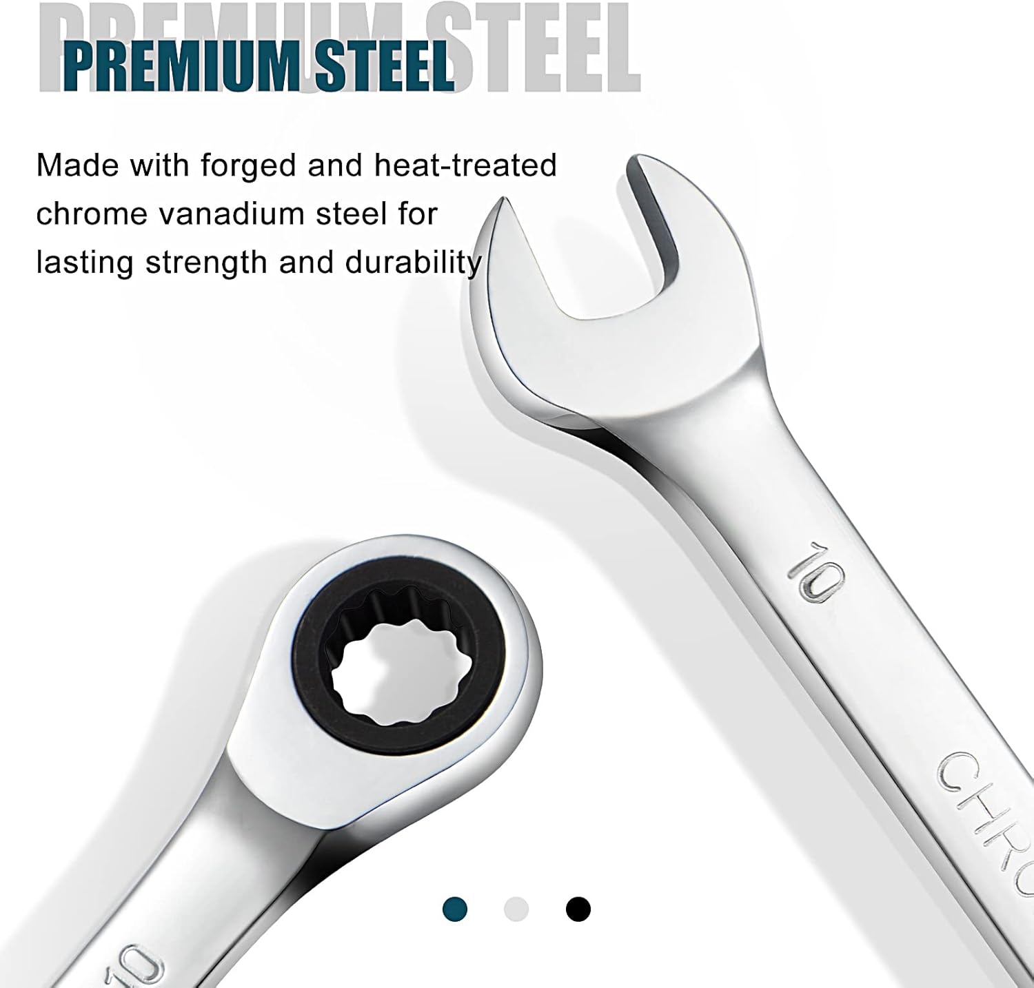 SORAKO 10mm Ratcheting Combination Wrench, Chrome Vanadium Steel Gear Wrench, Industrial Grade Cr-V Steel Gear Spanner, Household Garage Tools(10mm/Metric)