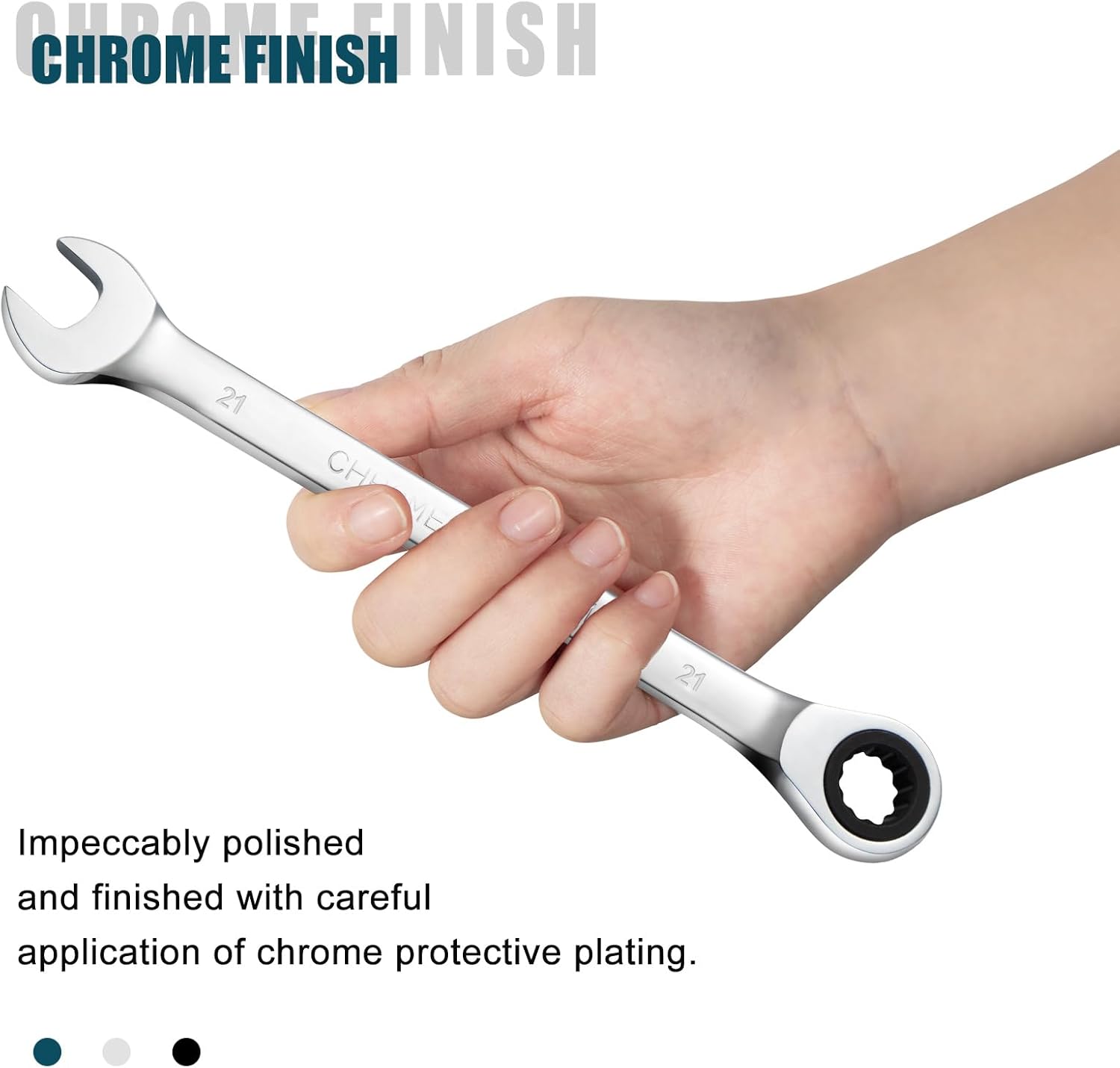 SORAKO 21mm Ratcheting Combination Wrench, Chrome Vanadium Steel Gear Wrench