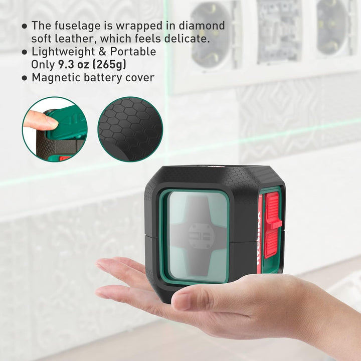 HYCHIKA Green Self-Leveling Cross Line Laser Level 50ft