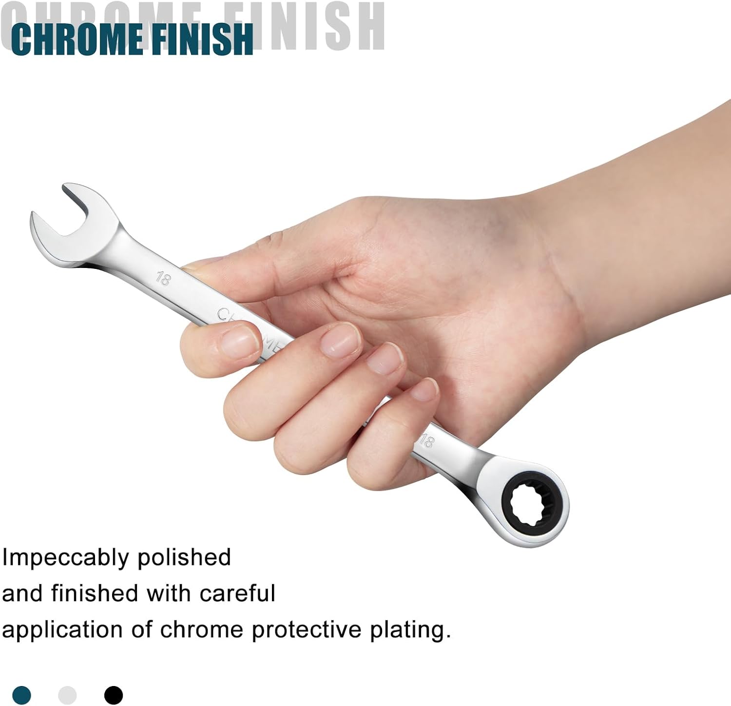 SORAKO 18mm Ratcheting Combination Wrench, Chrome Vanadium Steel Gear Wrench, Industrial Grade Cr-V Steel Gear Spanner, Household Garage Tools(Metric)