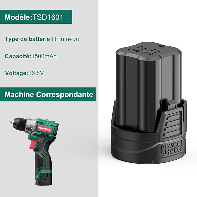 HYCHIKA 16.8V 1500mAh Power Tool Battery, Compatible with HYCHIKA 16.8V Drill