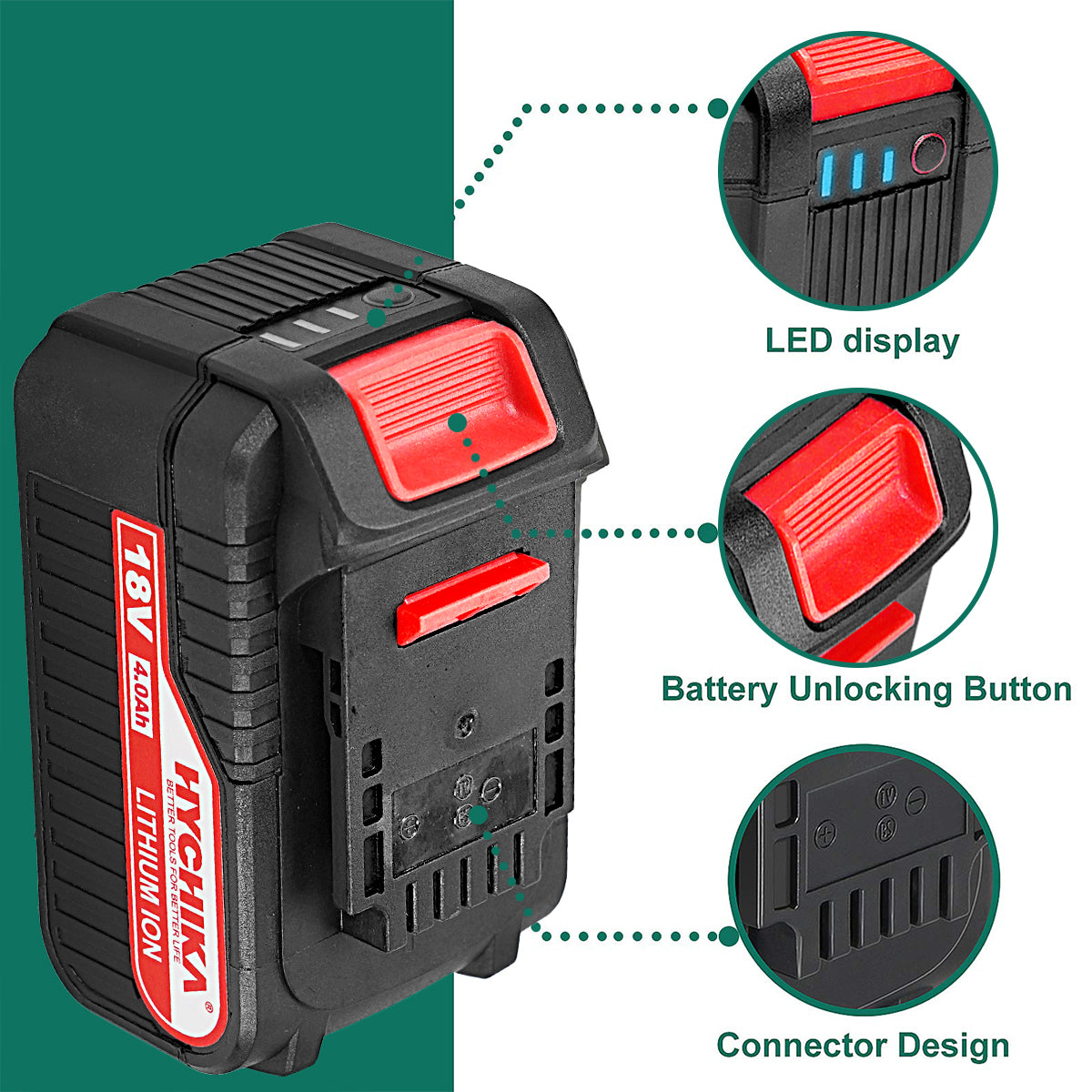 Lithium Battery 18V/20V, 4000mAh for Hychika Power Tools (Ship From China)