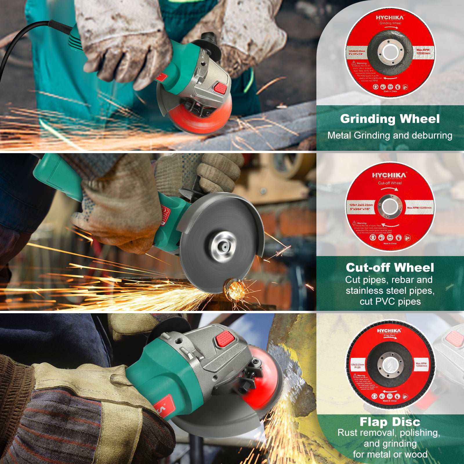 HYCHIKA Corded Electric Angle Grinder 900W - HYCHIKA