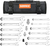 SORAKO Ratcheting Wrench Set, 12-Piece SAE Combination Wrenches
