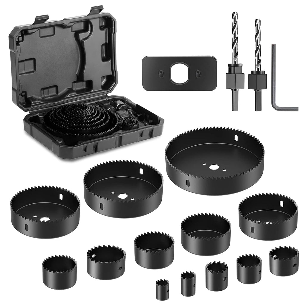 WOKIN 11-Piece Hole Saw Kit With Arbor – 19-64mm Drill Set For Wood & Metal, Cordless Drill Compatible, Hard Case Included