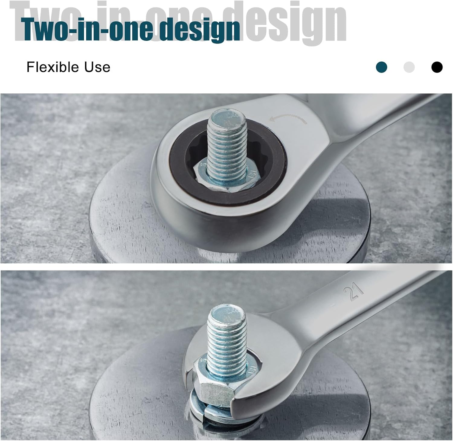 SORAKO 21mm Ratcheting Combination Wrench, Chrome Vanadium Steel Gear Wrench