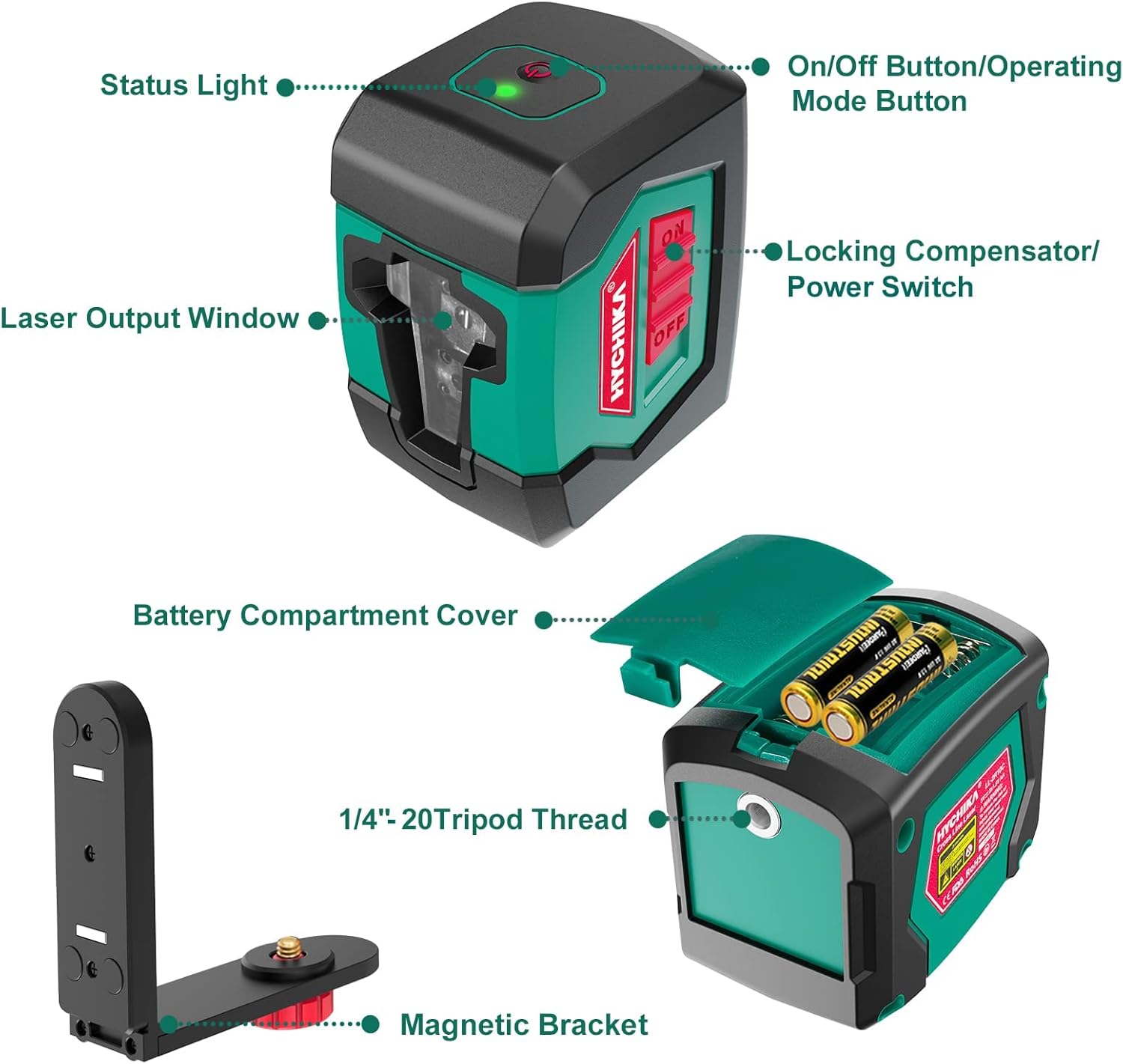 HYCHIKA Laser Level, 360°Self Leveling Lazer Leveler Tool, Red Cross Line Laser for Construction Project