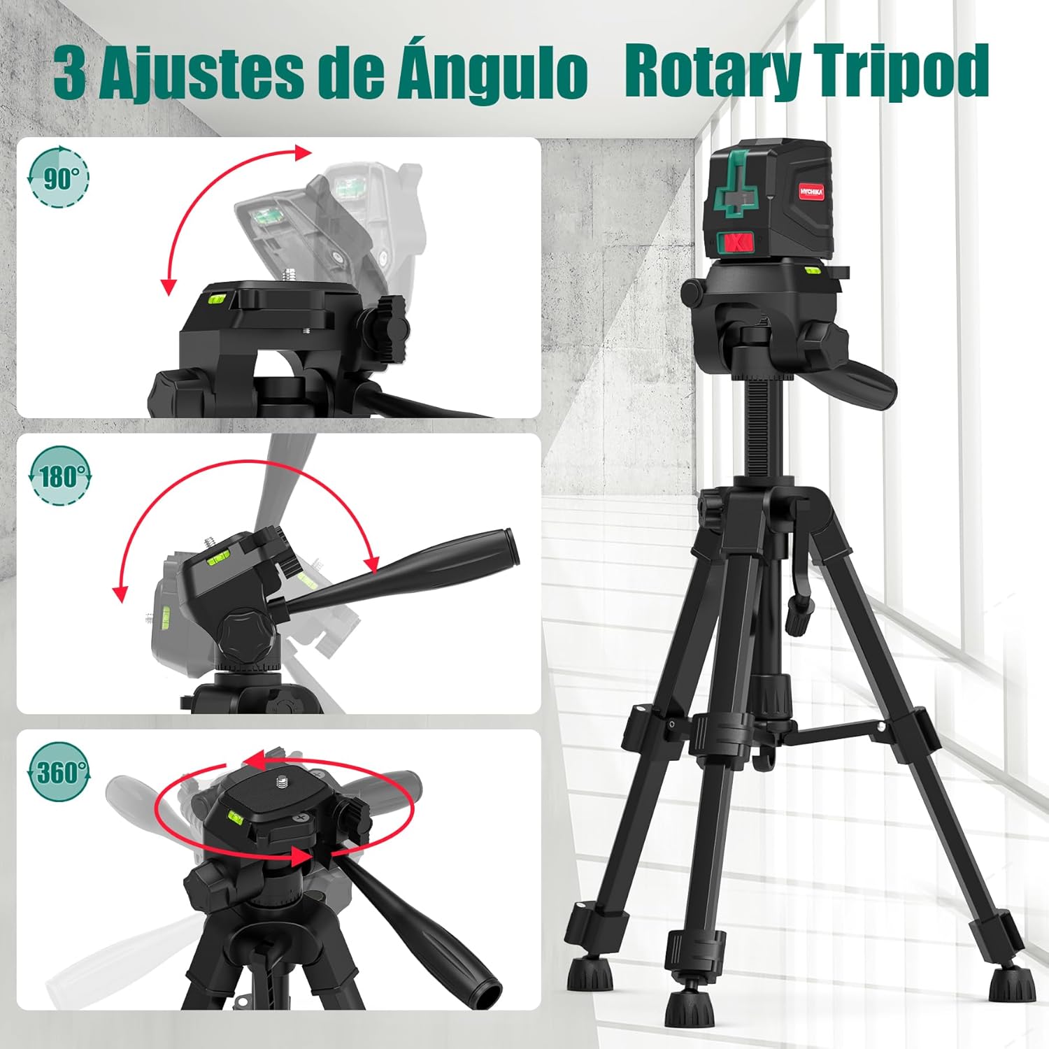 HYCHIKA Laser Level 360° Self Leveling, Laser Tool with Tripod (29-1/2 Inch)