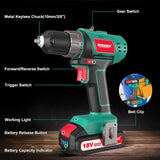 Cordless Drill Driver Set with 2000mAh Battery, 1500RPM, 20V/18V