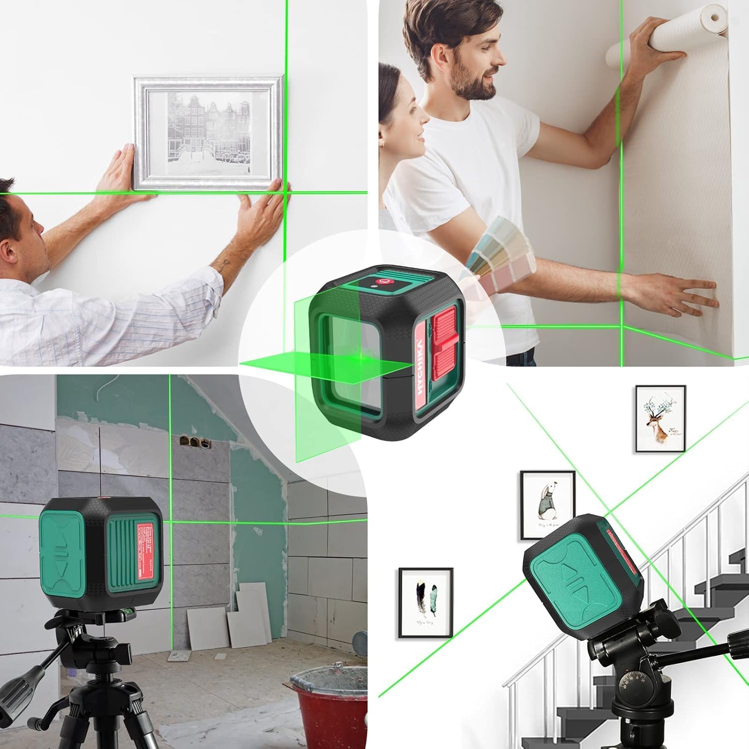 HYCHIKA Laser Level Self Leveling Green Cross Line Lasers Level Tool 50ft Measure Range