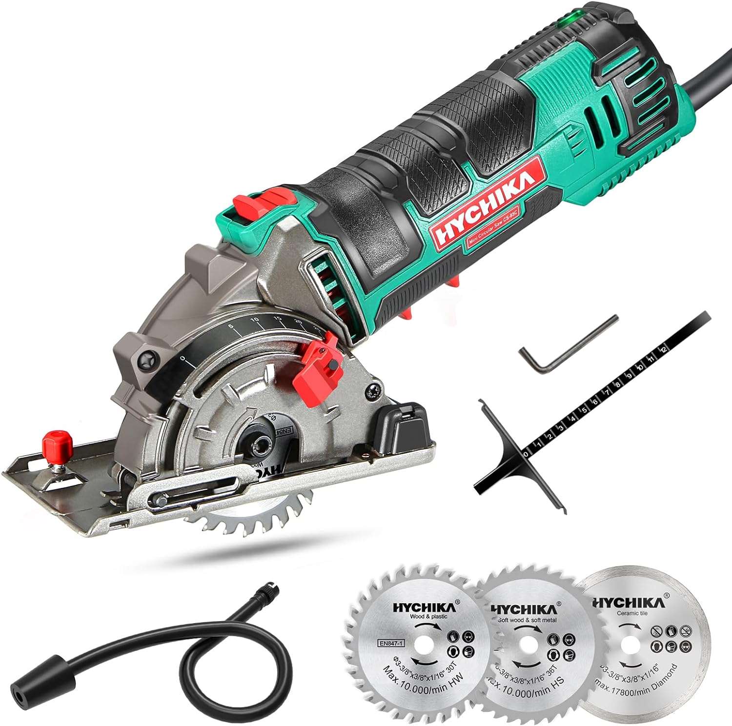 HYCHIKA Electric Mini Circular Saw 4500RPM, 500W 4.0A Pure Copper Motor (US/EU)