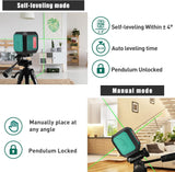 HYCHIKA Green Self-Leveling Cross Line Laser Level 50ft