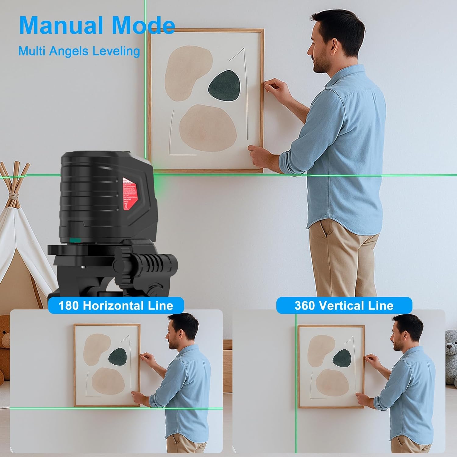 HYCHIKA Laser Level 360° Self Leveling, Laser Tool with Tripod (29-1/2 Inch)