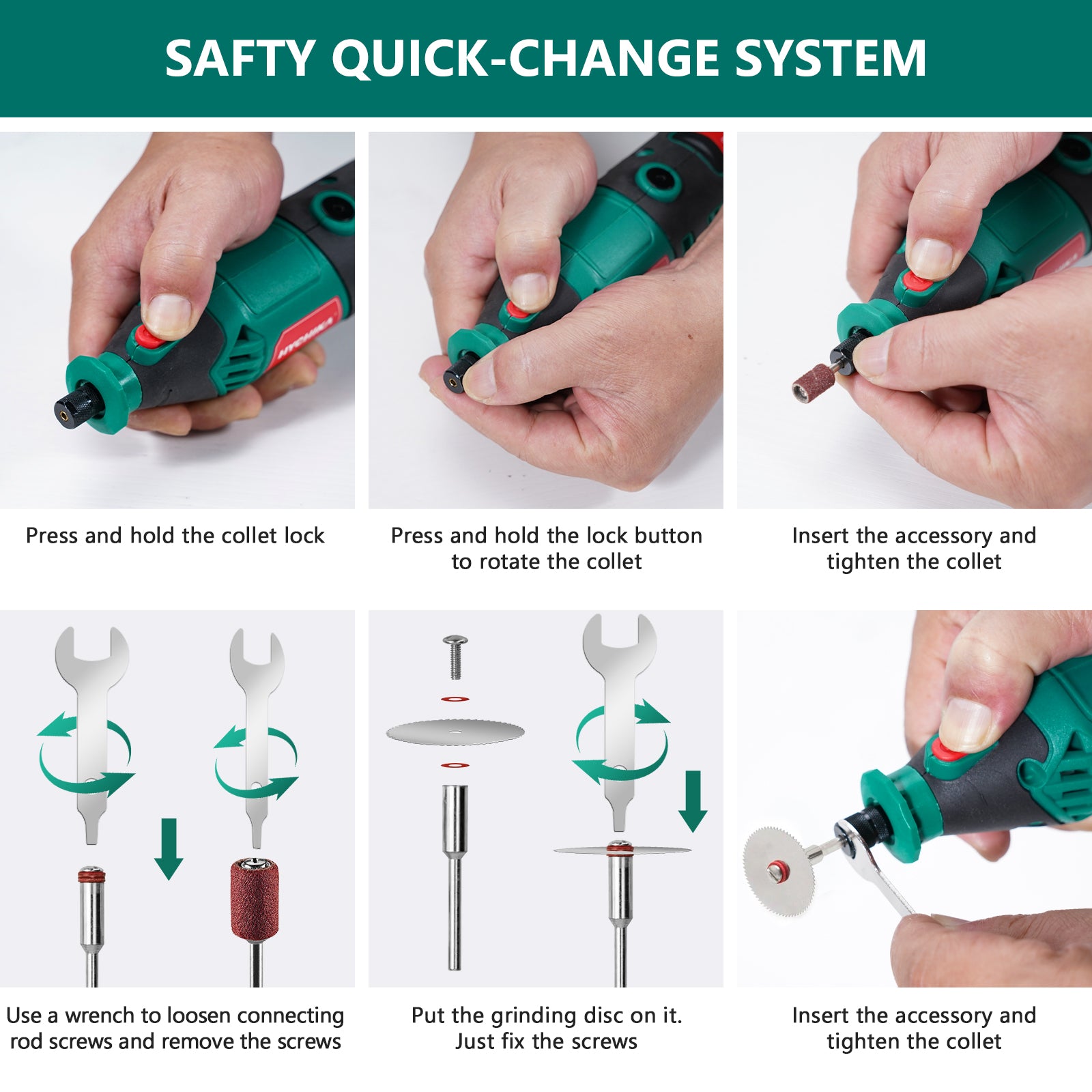 HYCHIKA 180W Rotary Tool, Variable Speed Rotary Tool Kit with Flex Shaft, 173pcs Accessories Kit & 8000-35000RPM Multi-Tool【US Only】