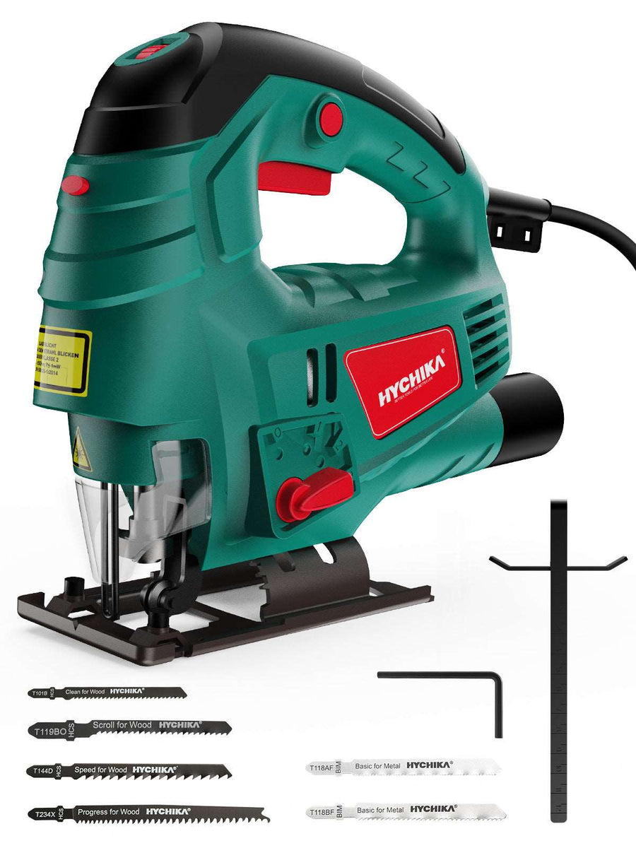 HYCHIKA Corded Electric Jigsaw 800W with Laser and 6 Blades, 800