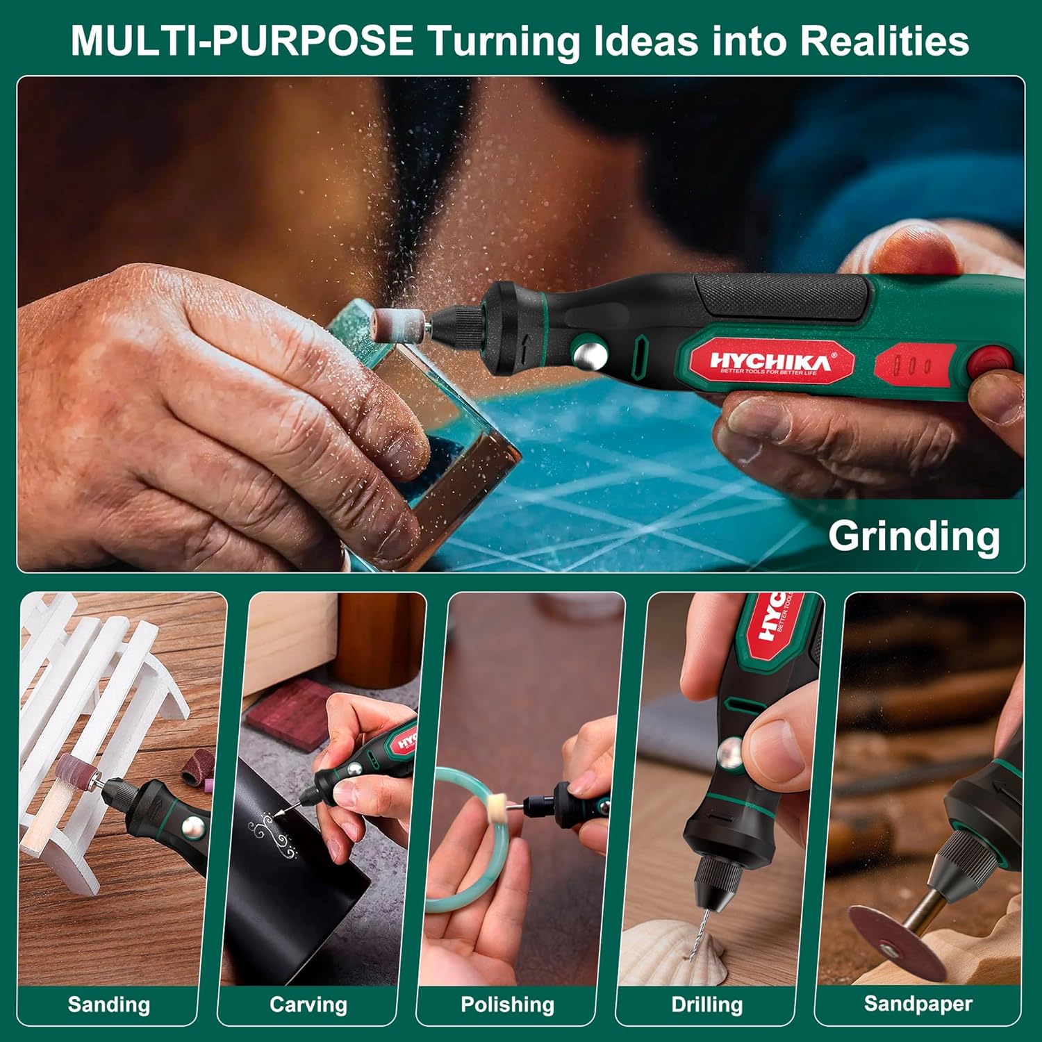 HYCHIKA Mini Cordless Rotary Tool Kit - 89 Pcs Accessories for Drilling, Sanding, Polishing, Engraving