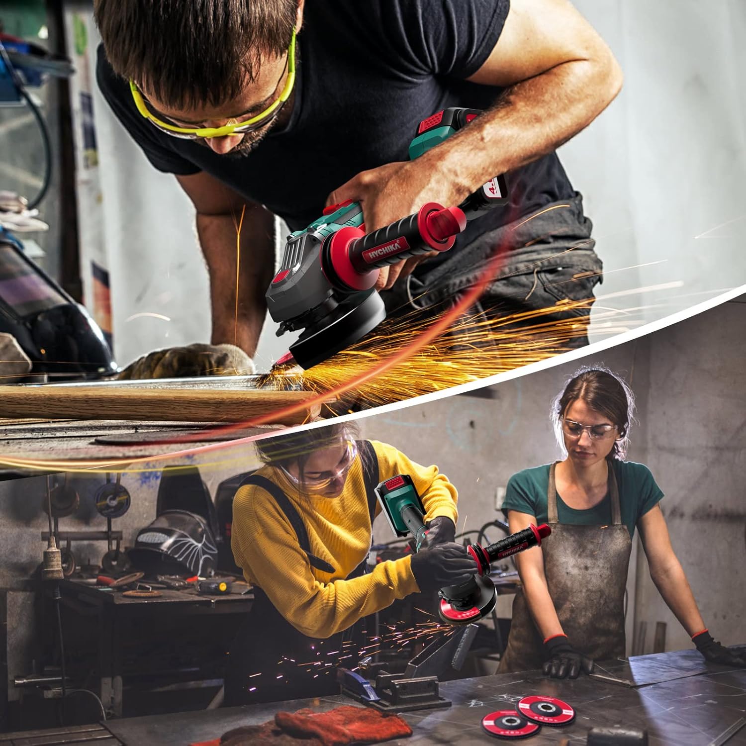 HYCHIKA Flap Grinder 115mm/ 125 mm Professional Straight Flap Sanding Discs Set of 10 125 x 22.23 mm in Professional Quality, Flap Discs, Max 12200 RPM for Stainless Steel, INOX, Steel, Grit P120